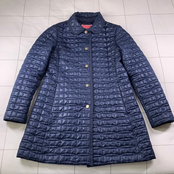 Kate Spade Coat Womens Medium Deep Navy Quilted Jacket Preppy Outerwear Warm - Picture 3 of 15